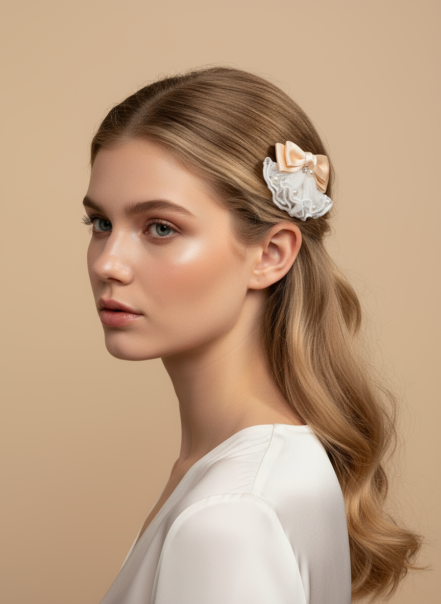 Jupe Charlotte en dentelle ornée de bijoux et nœud