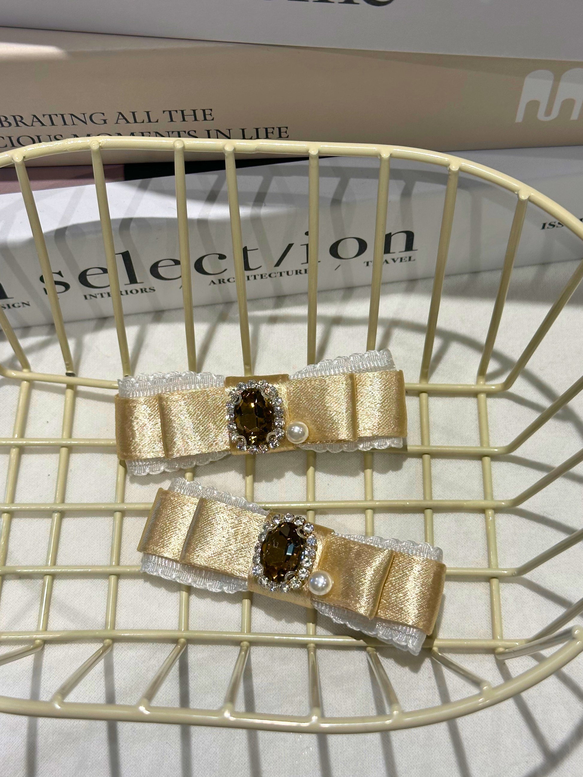 Diane Lace Bejewelled Flat Bow