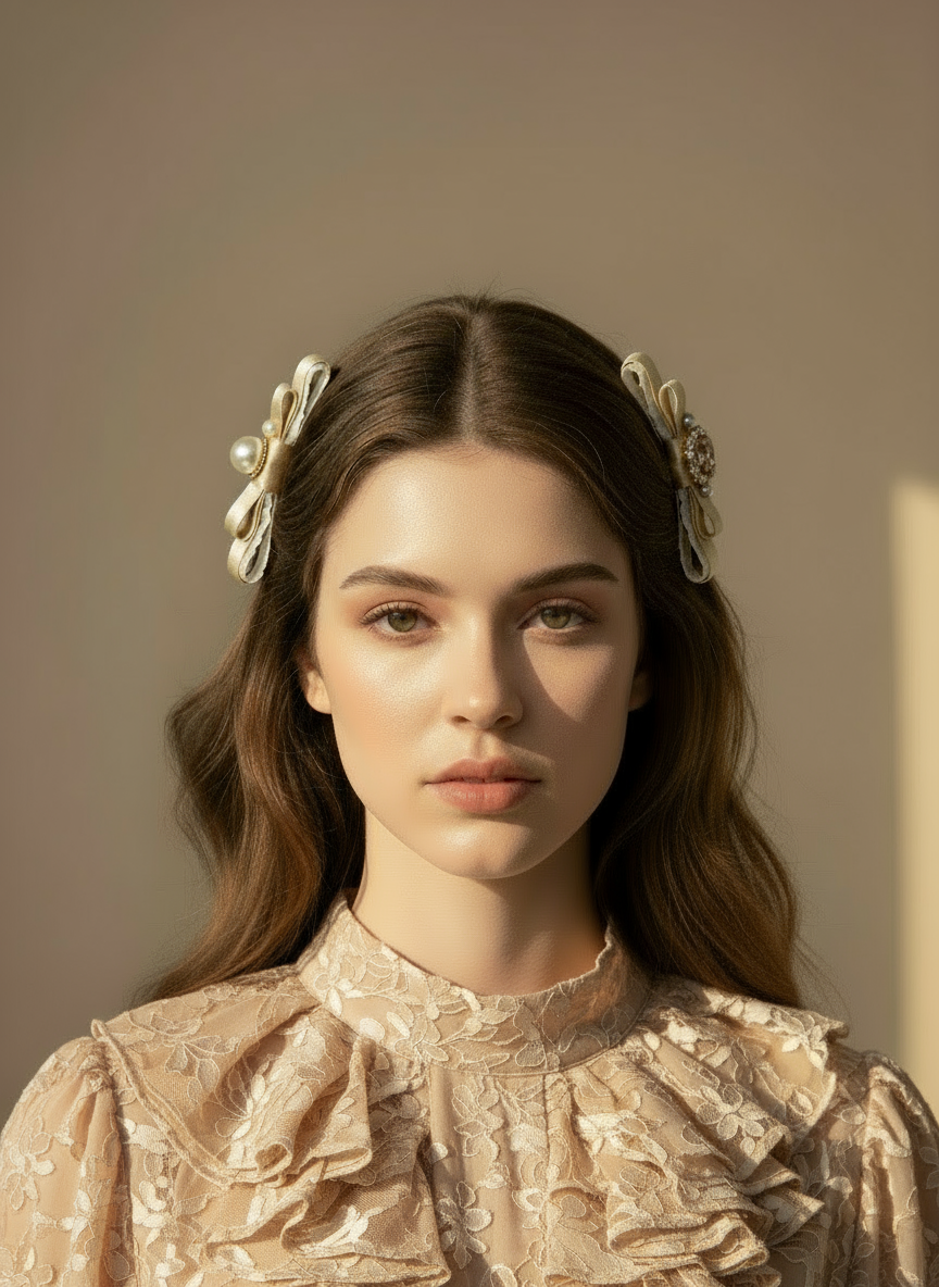 Diane Lace Bejewelled Flat Bow