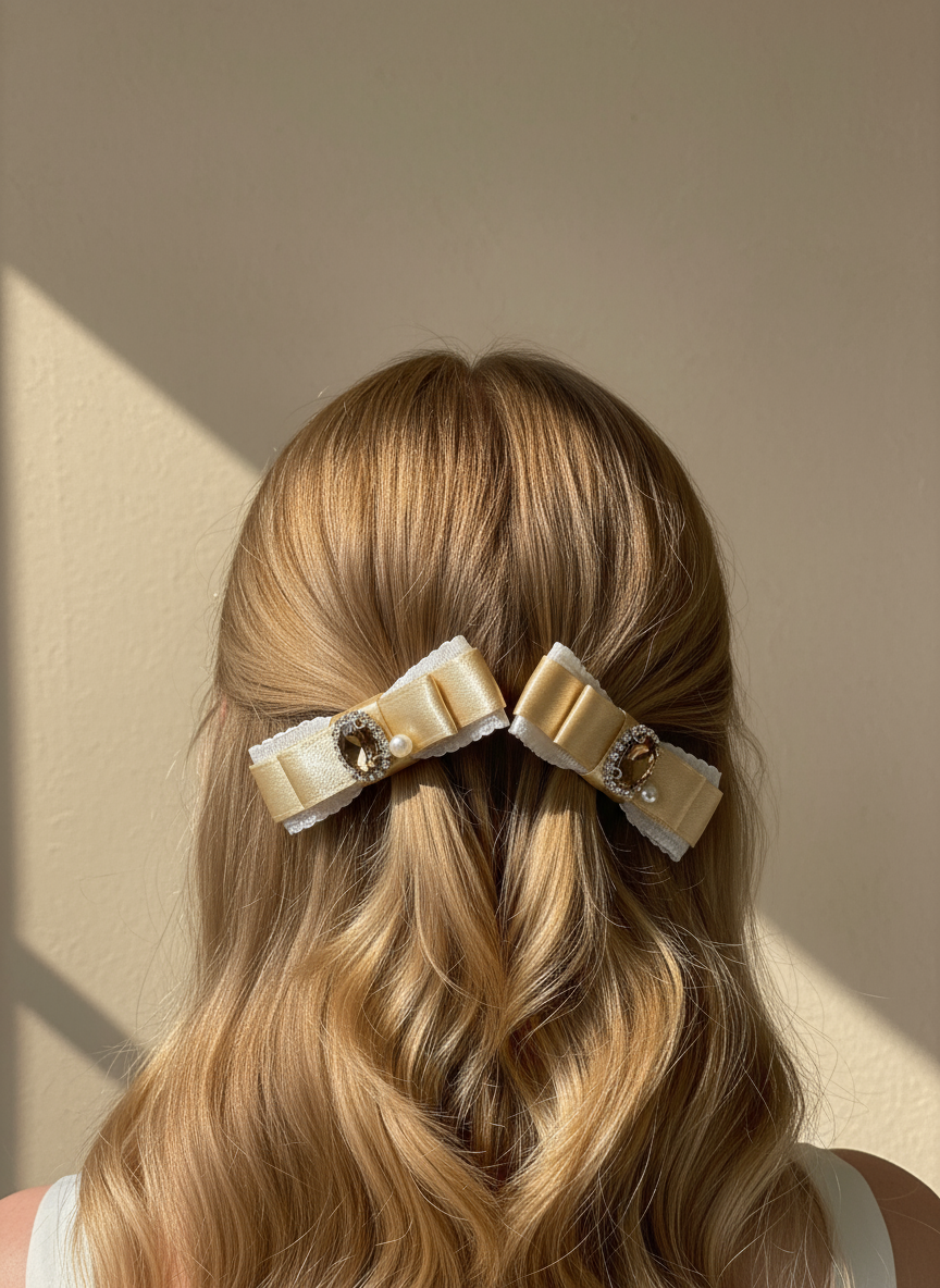 Diane Lace Bejewelled Flat Bow