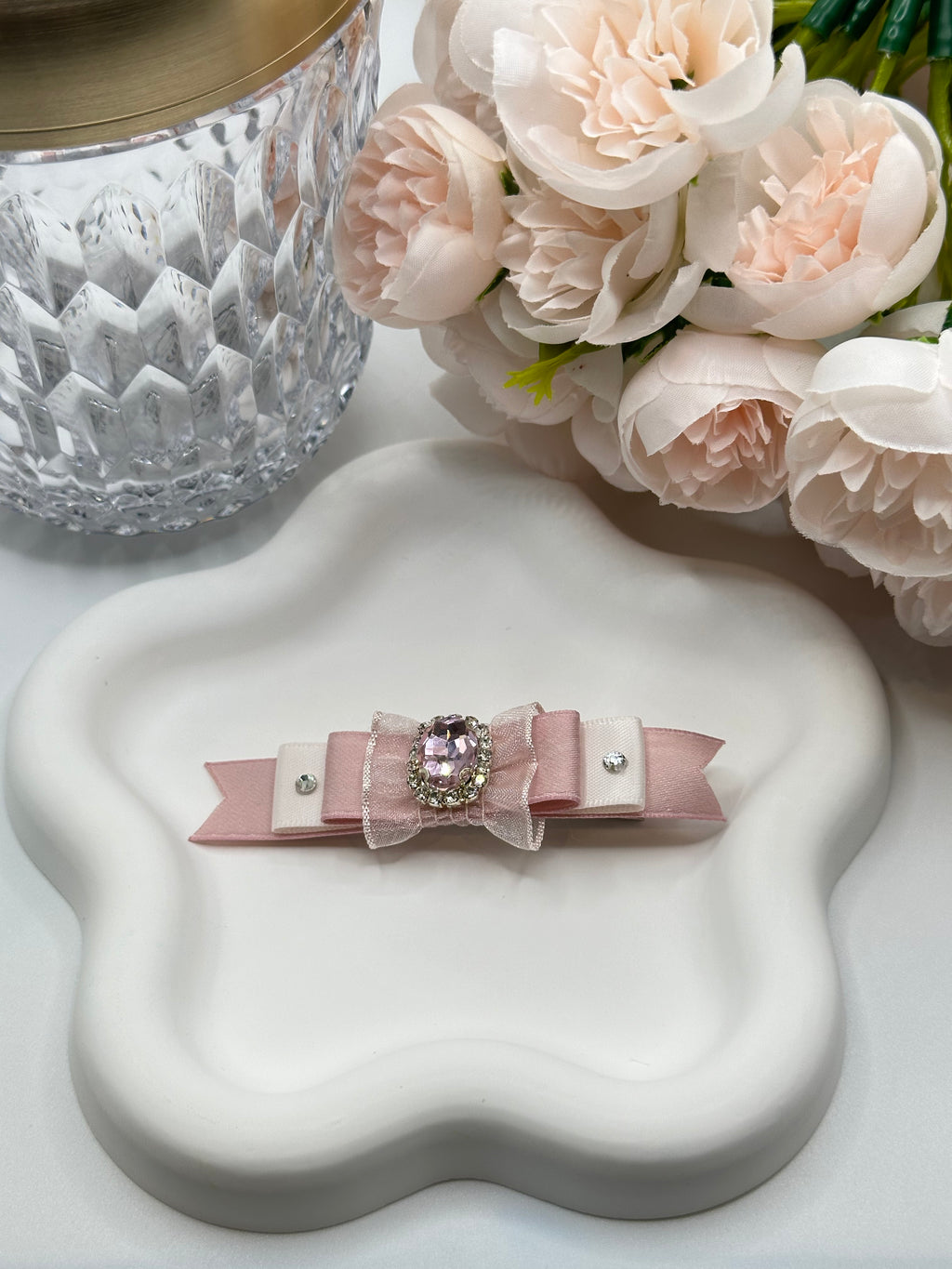Nœud plat en organza bicolore Jade