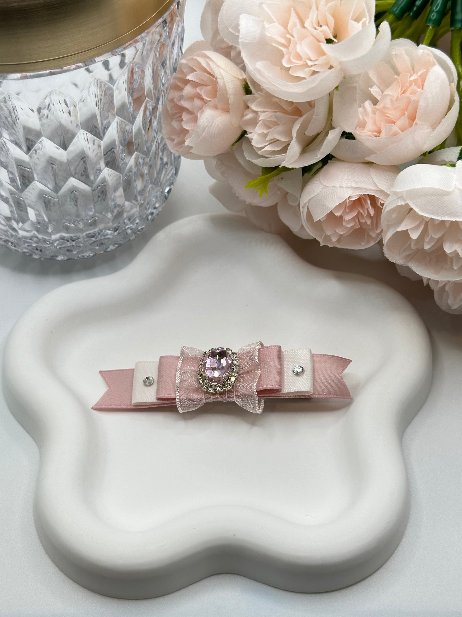 Nœud plat en organza bicolore Jade