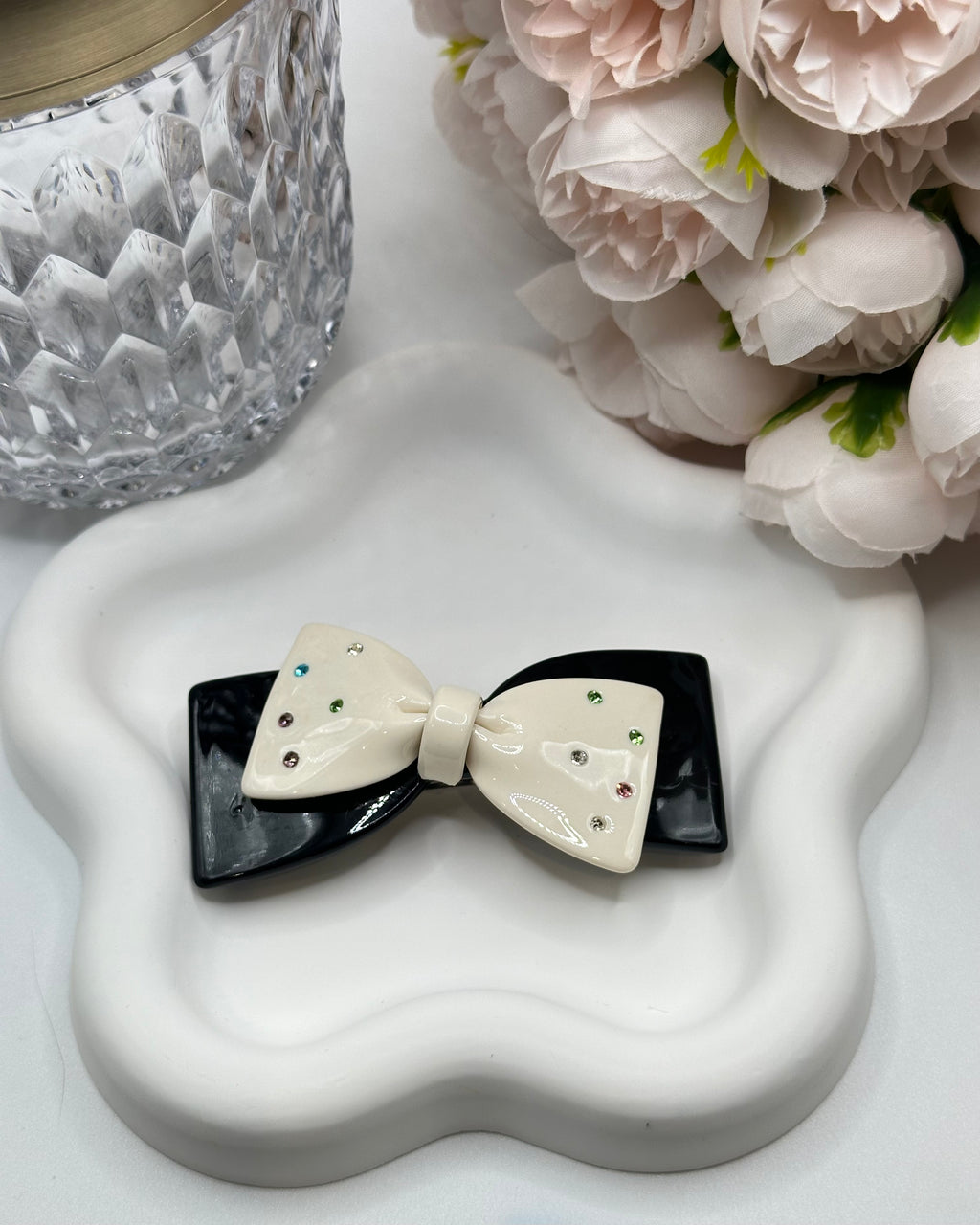 Pince à cheveux à double nœud ornée de bijoux
