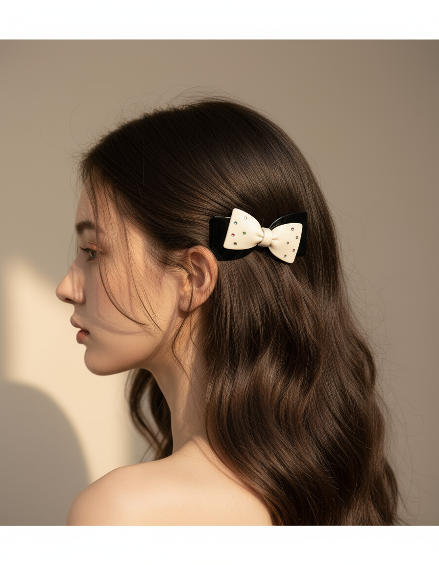 Bejewelled Double Bow Hair Clip