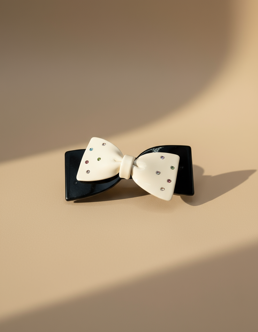 Pince à cheveux à double nœud ornée de bijoux