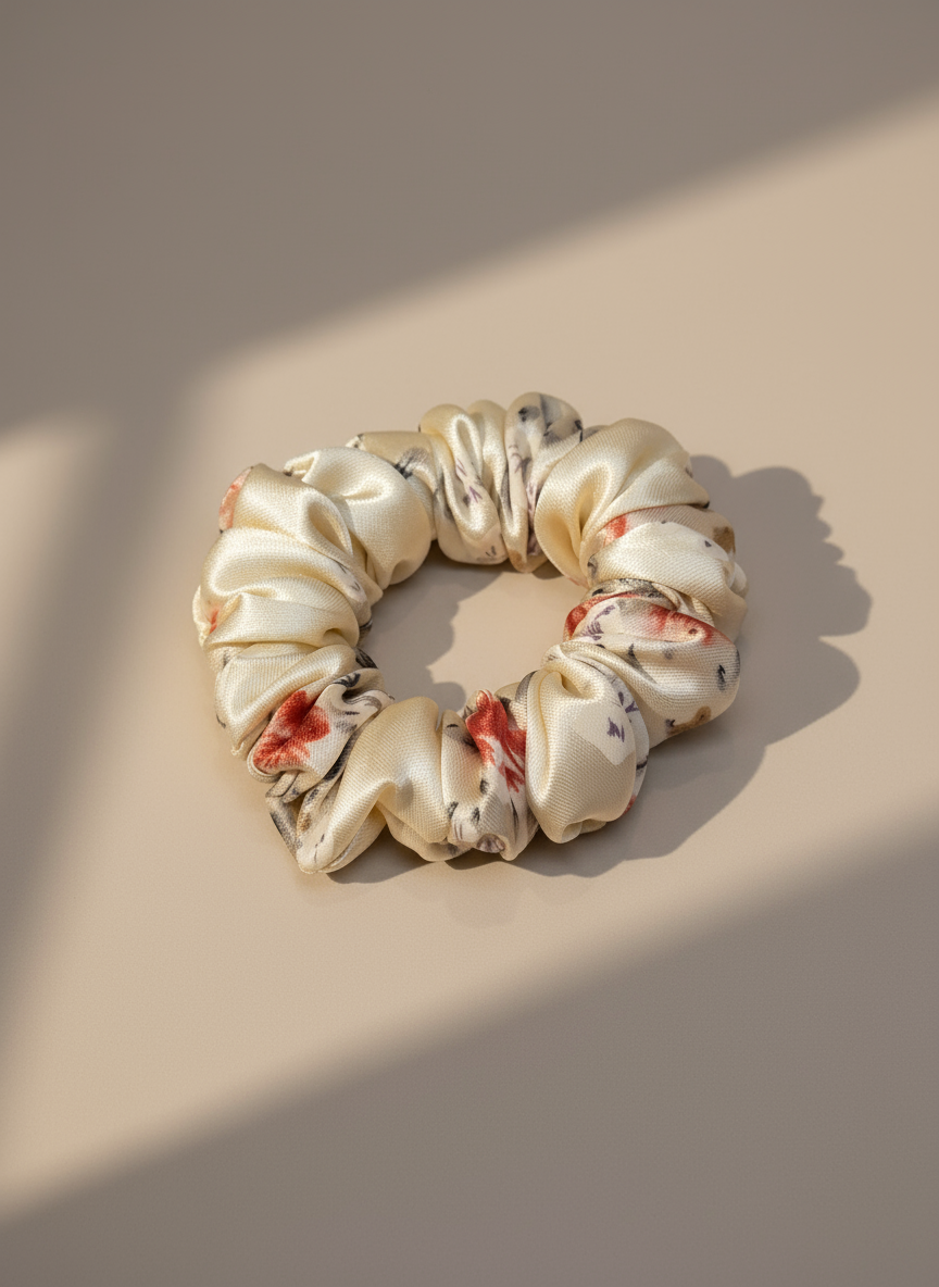 Small Dahlia Polka Mulberry Silk Scrunchies