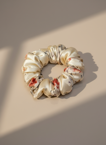 Small Dahlia Polka Mulberry Silk Scrunchies