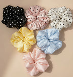 Large Dahlia Polka Mulberry Silk Scrunchies