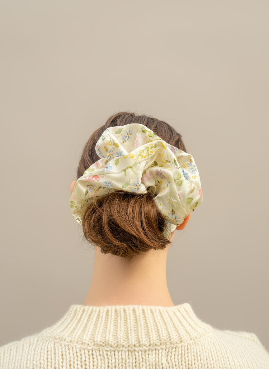 Secret Garden Mulberry Silk Scrunchie