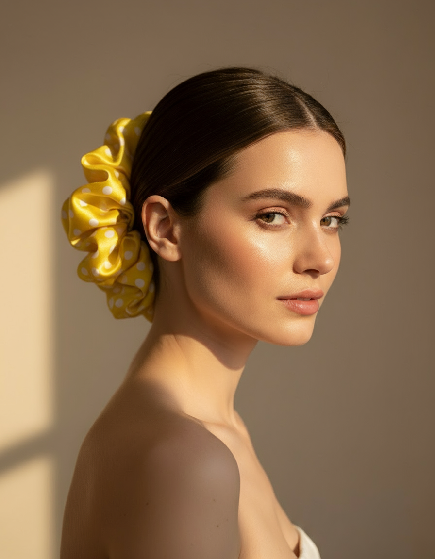 X-Large Dahlia Polka Dots Scrunchies