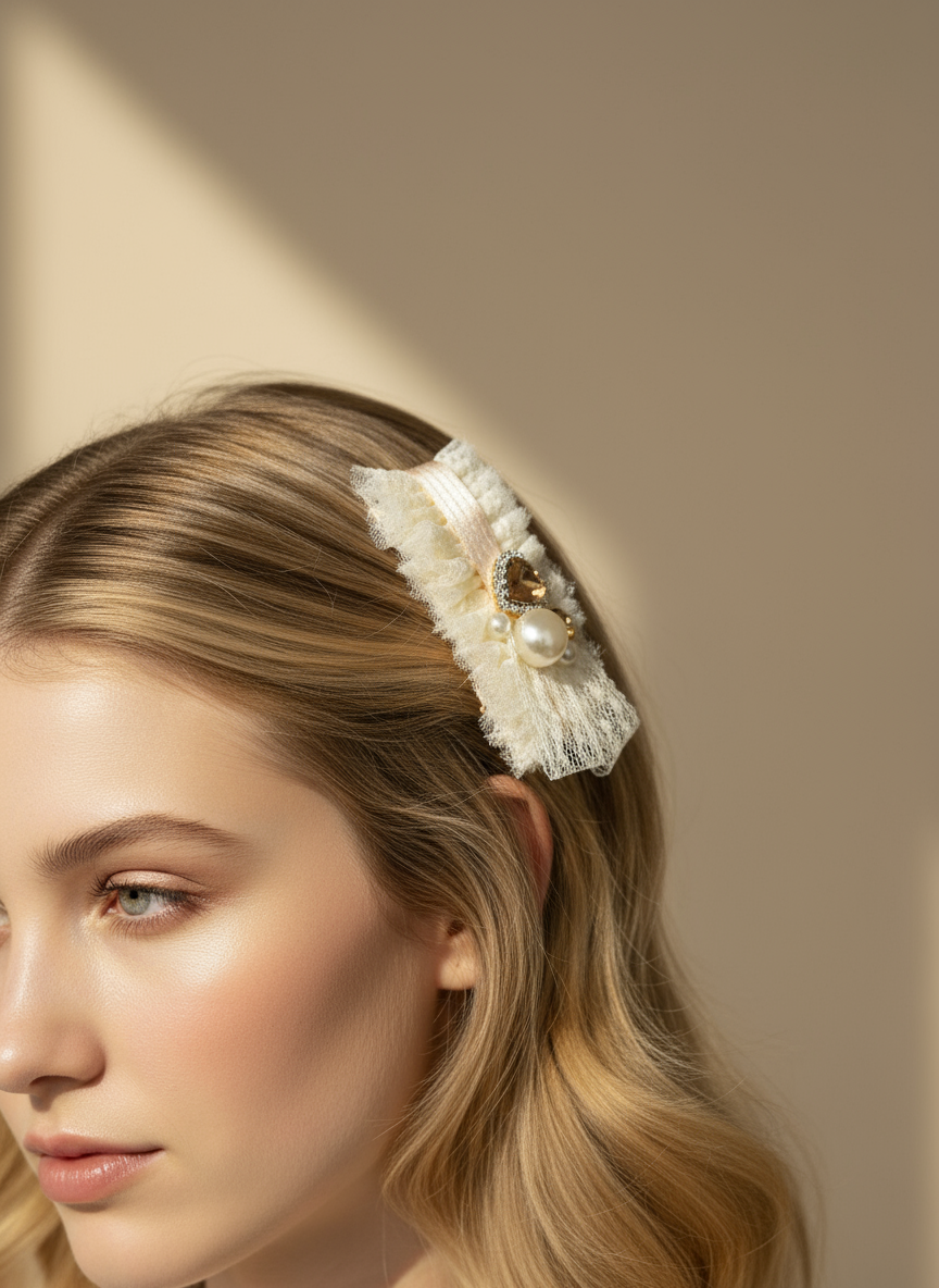 Julianne Ruffled Lace Flat Bow