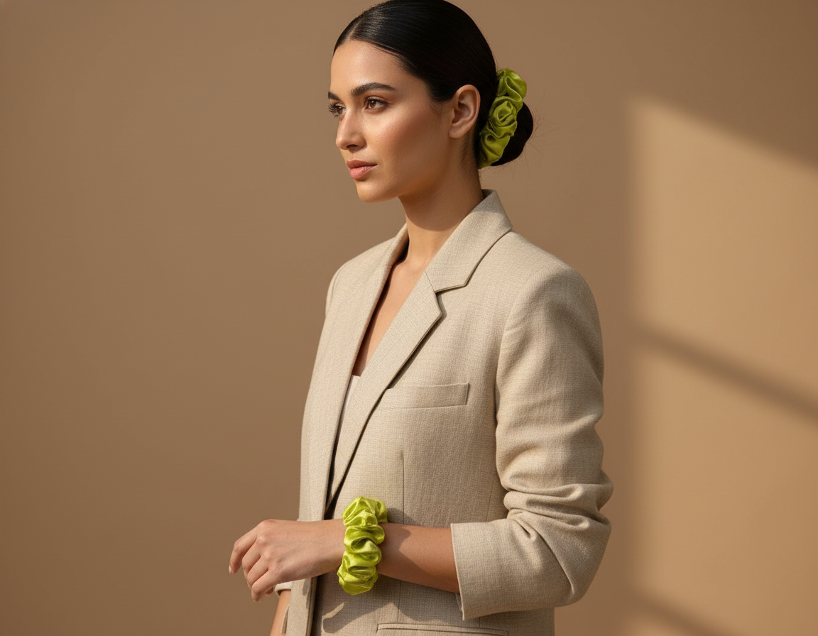 Dahlia Mulberry Silk Scrunchies Package