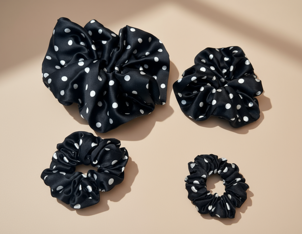 Dahlia Mulberry Silk Scrunchies Package