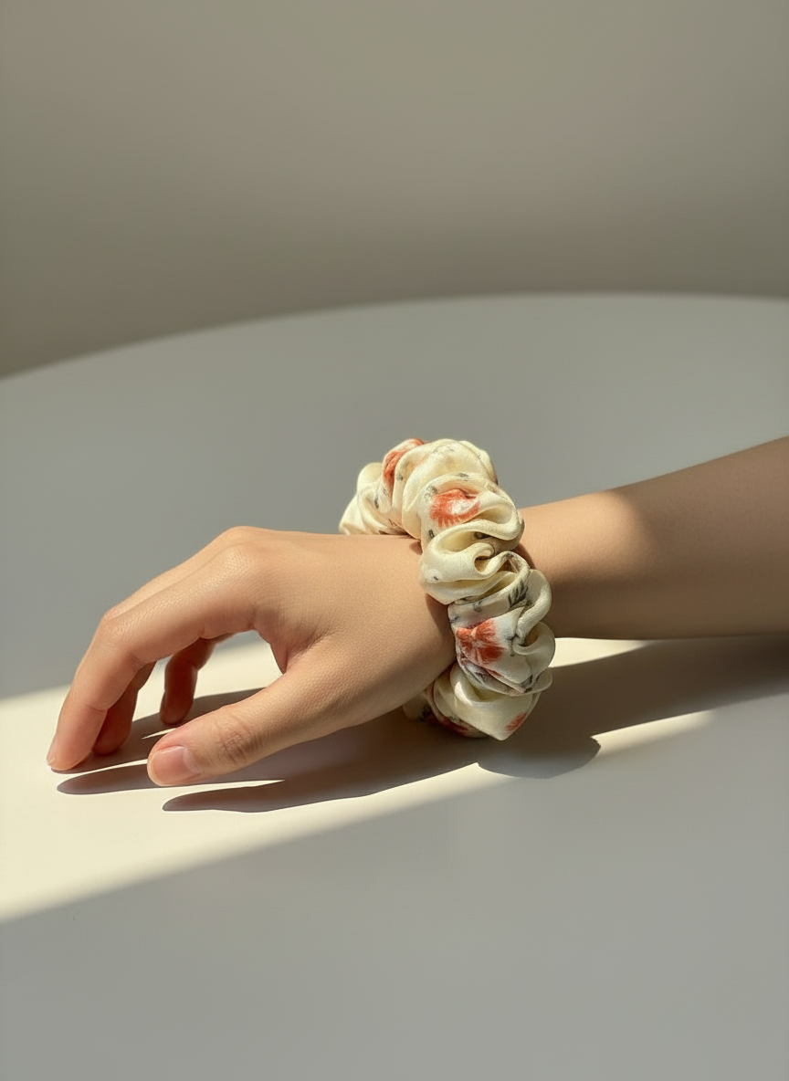 Small Dahlia Polka Mulberry Silk Scrunchies