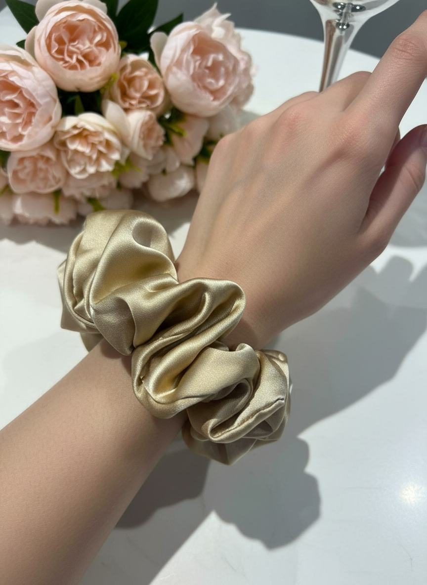 X-Large Dahlia Mulberry Silk Scrunchies