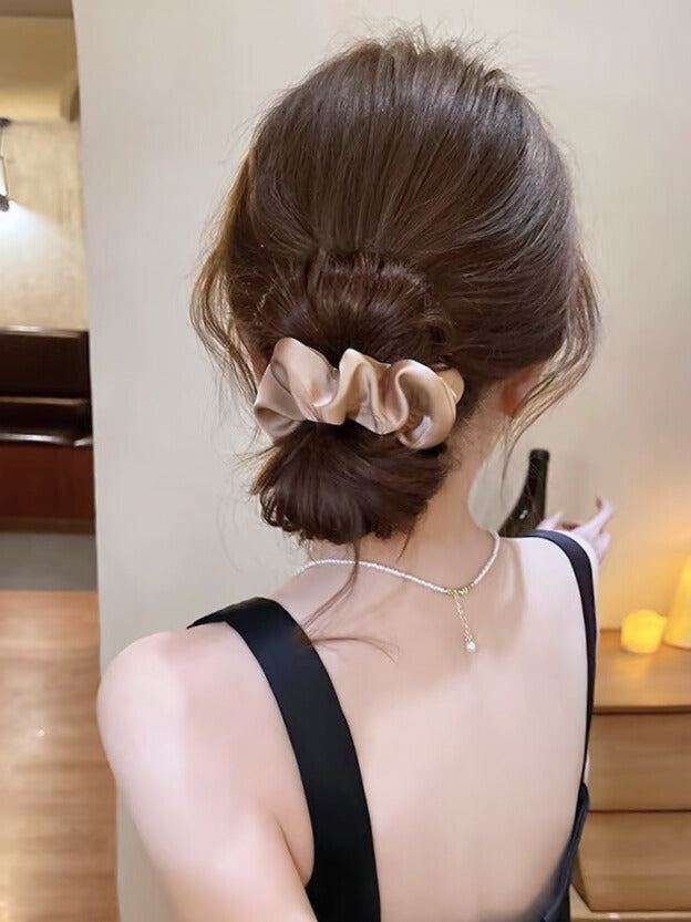 Medium Dahlia Mulberry Silk Scrunchies