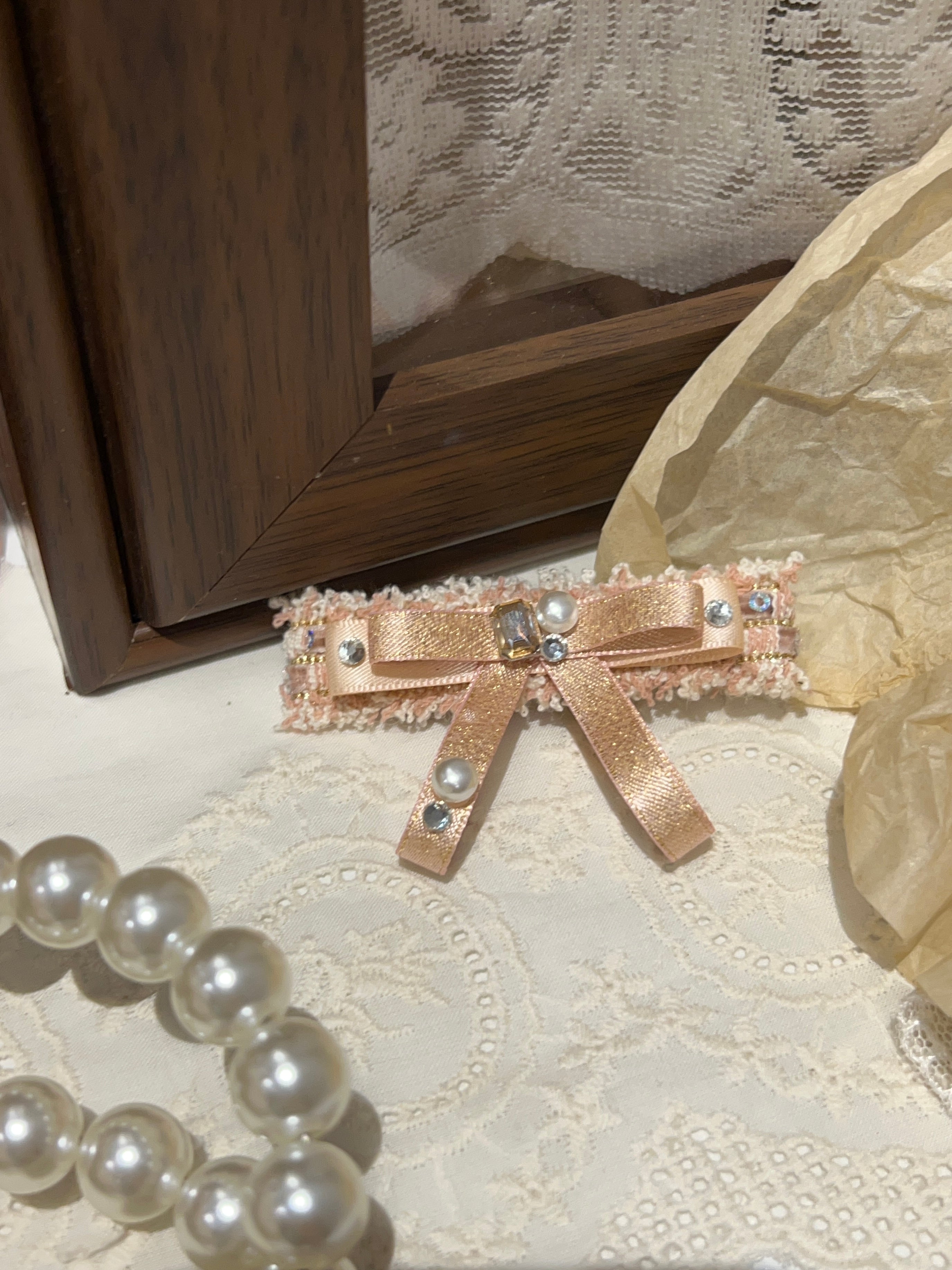 Ophidia Tweed Bejewelled Flat Bow