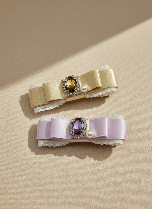 Diane Lace Bejewelled Flat Bow