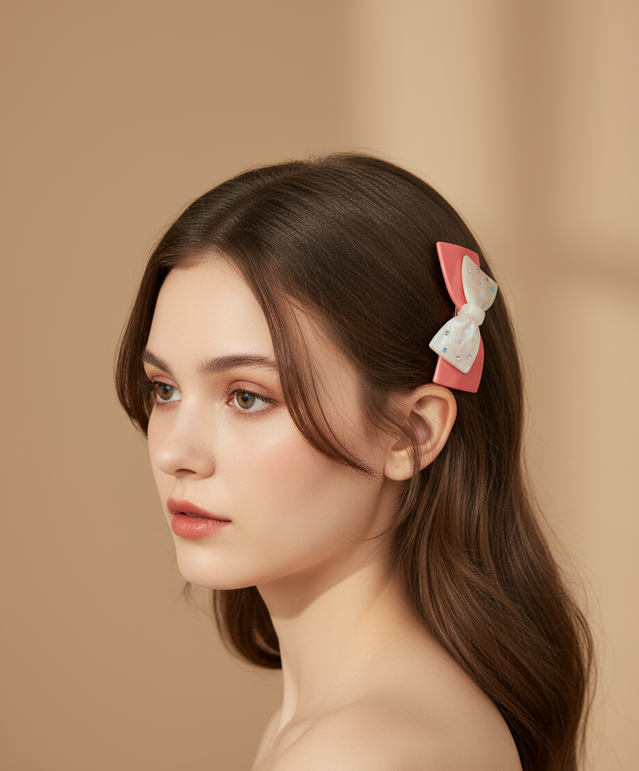 Bejewelled Double Bow Hair Clip