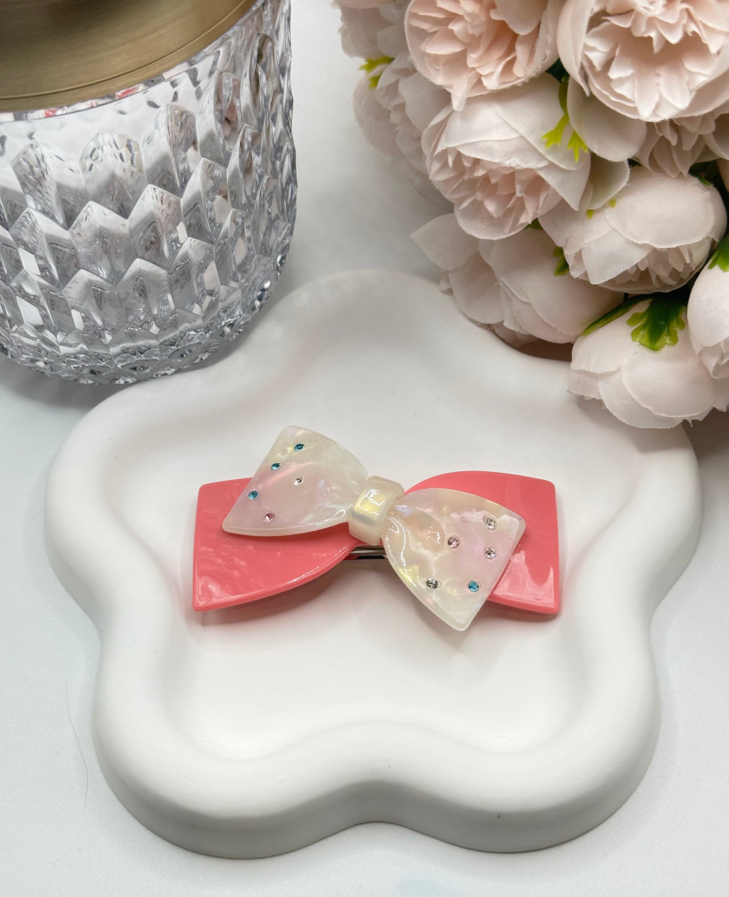 Pince à cheveux à double nœud ornée de bijoux