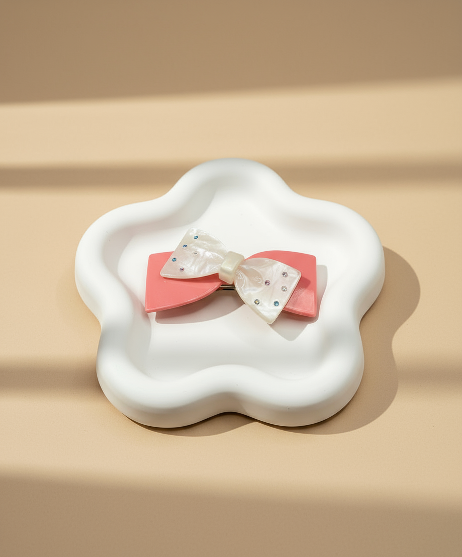 Bejewelled Double Bow Hair Clip