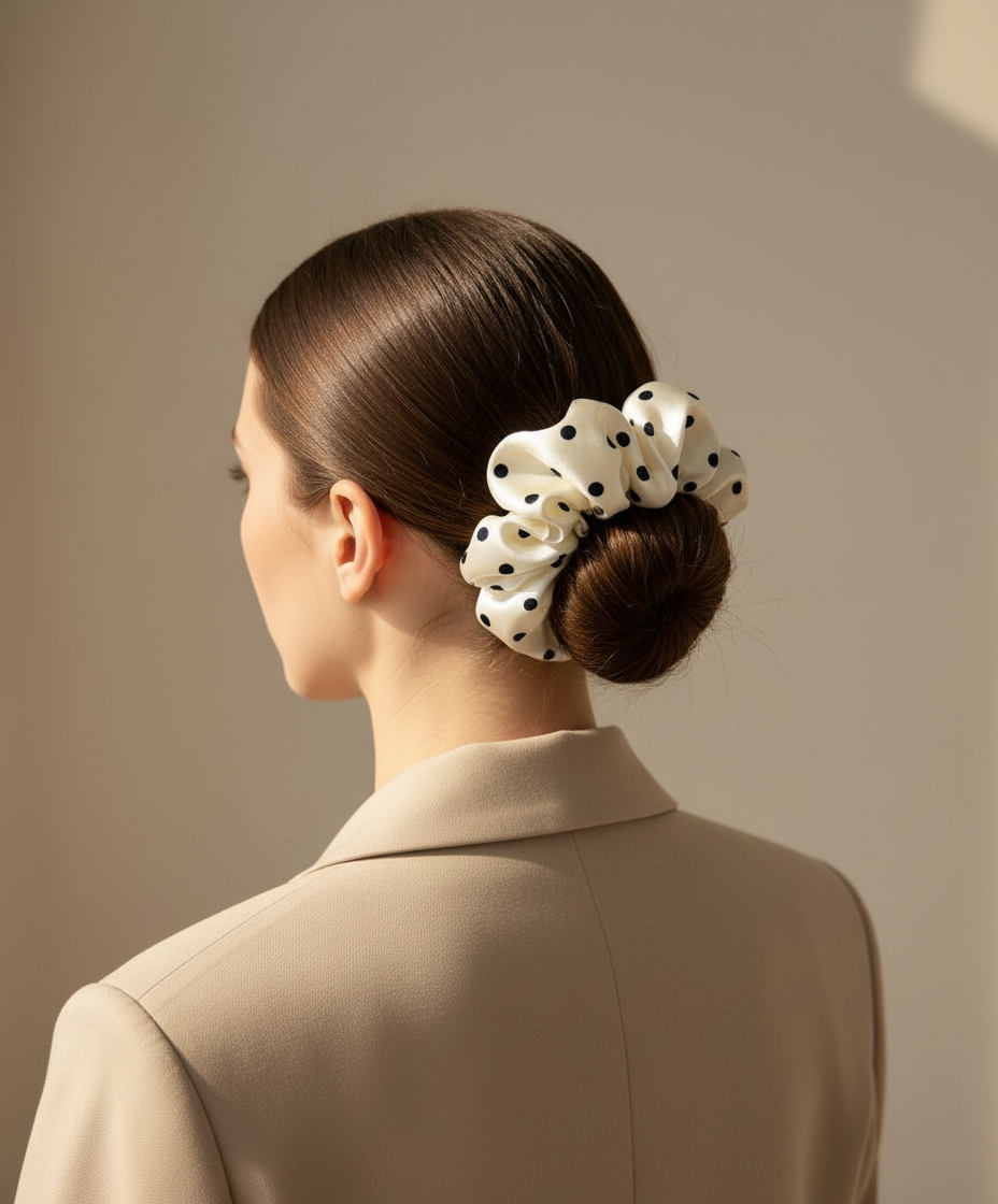 X-Large Dahlia Polka Dots Scrunchies