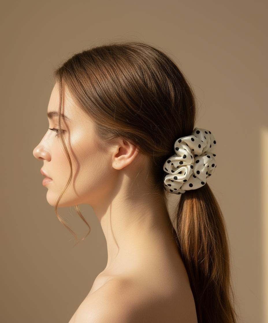 X-Large Dahlia Polka Dots Scrunchies