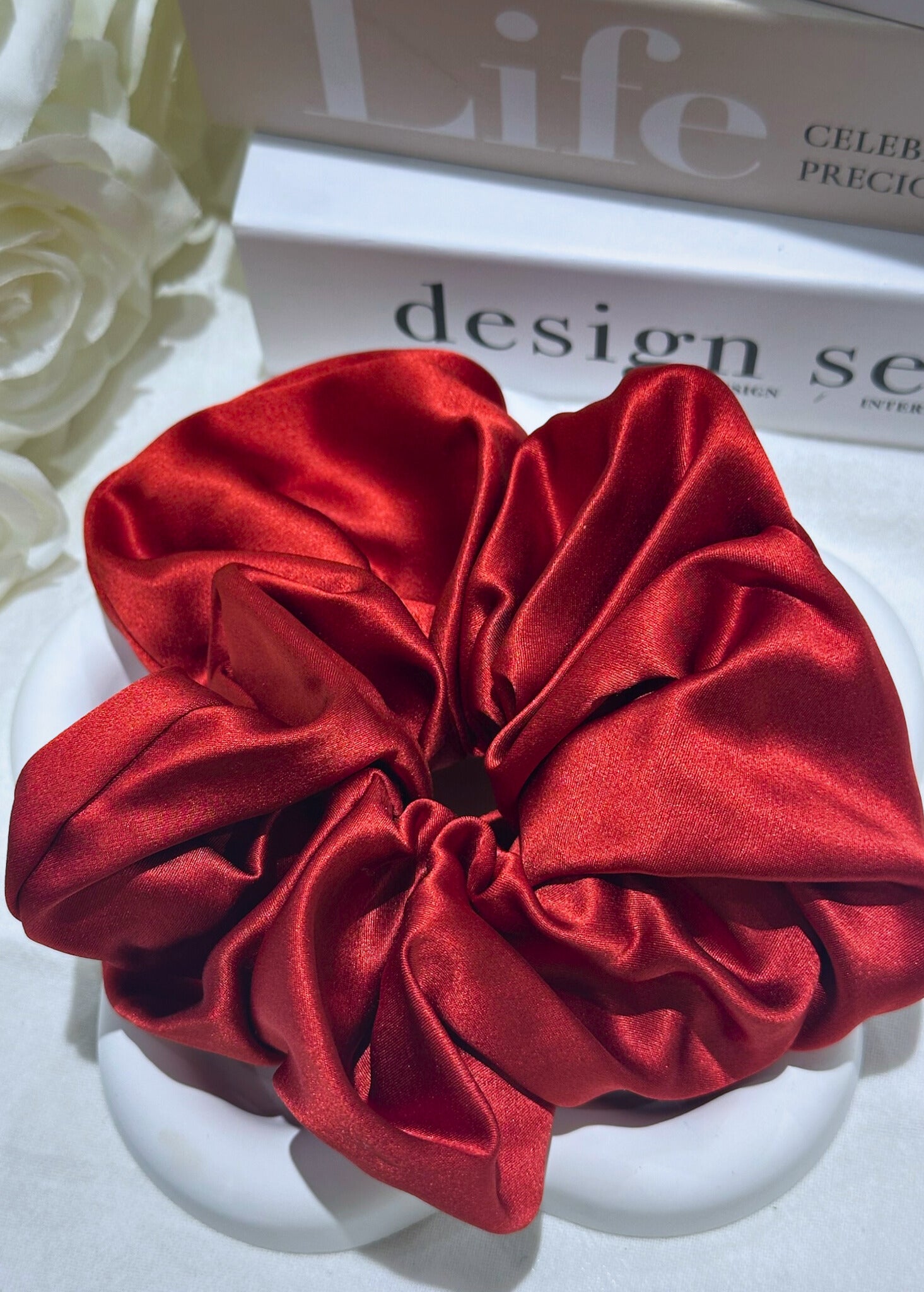X-Large Dahlia Mulberry Silk Scrunchies