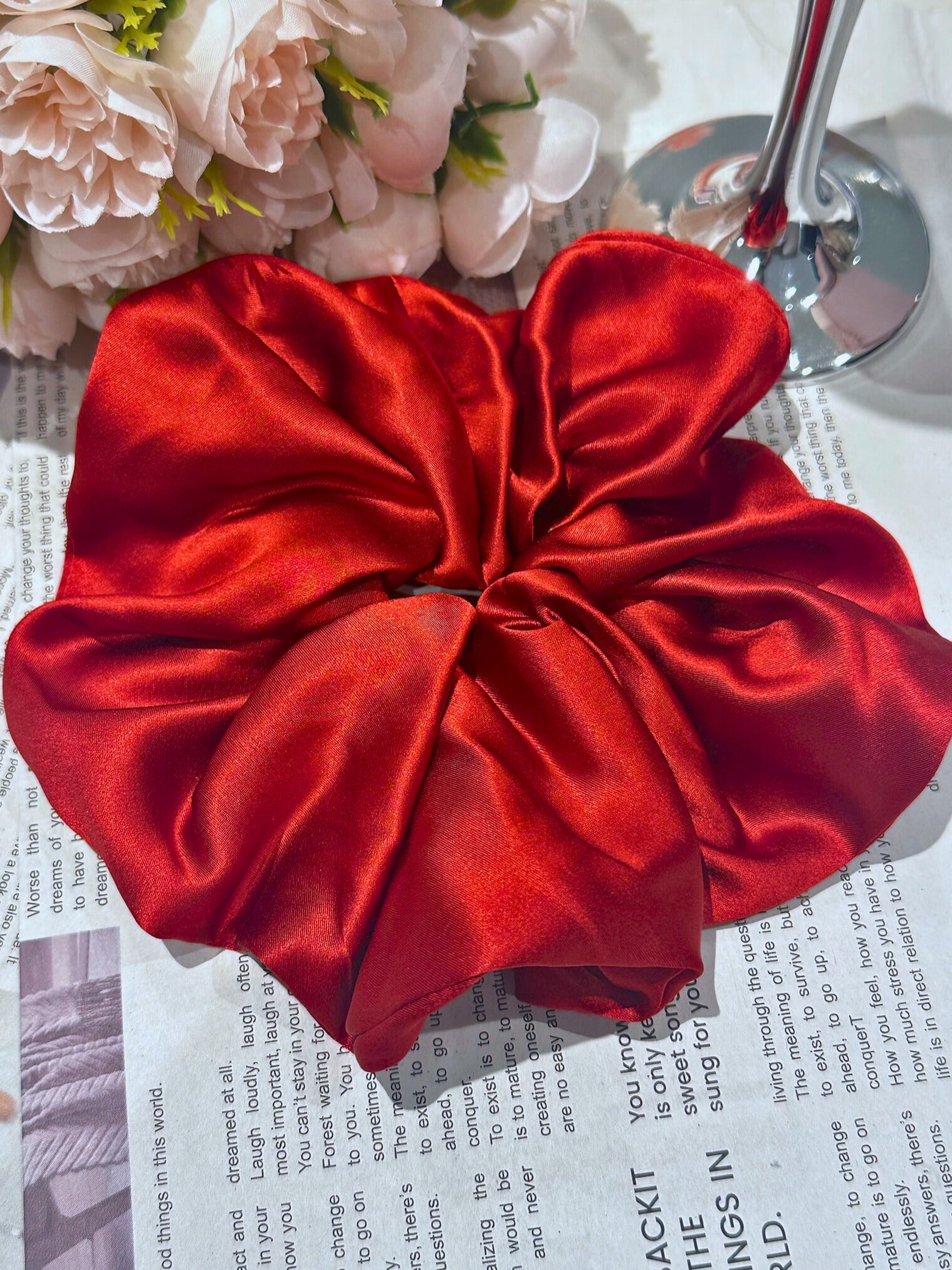 X-Large Dahlia Mulberry Silk Scrunchies