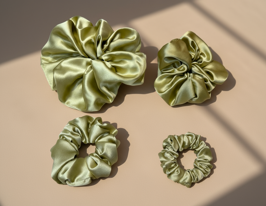 Dahlia Mulberry Silk Scrunchies Package