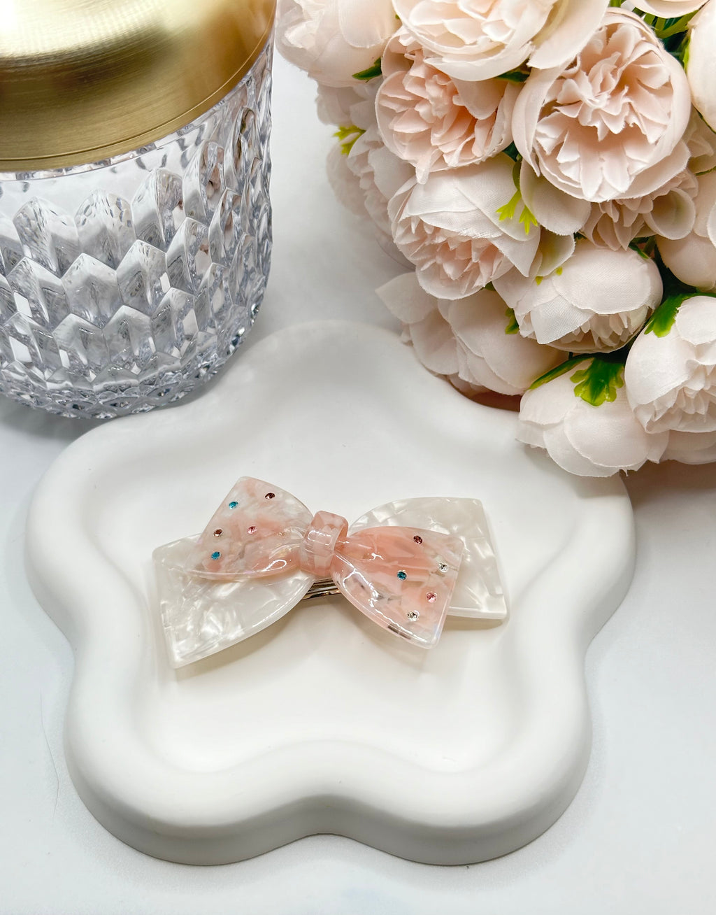 Pince à cheveux à double nœud ornée de bijoux