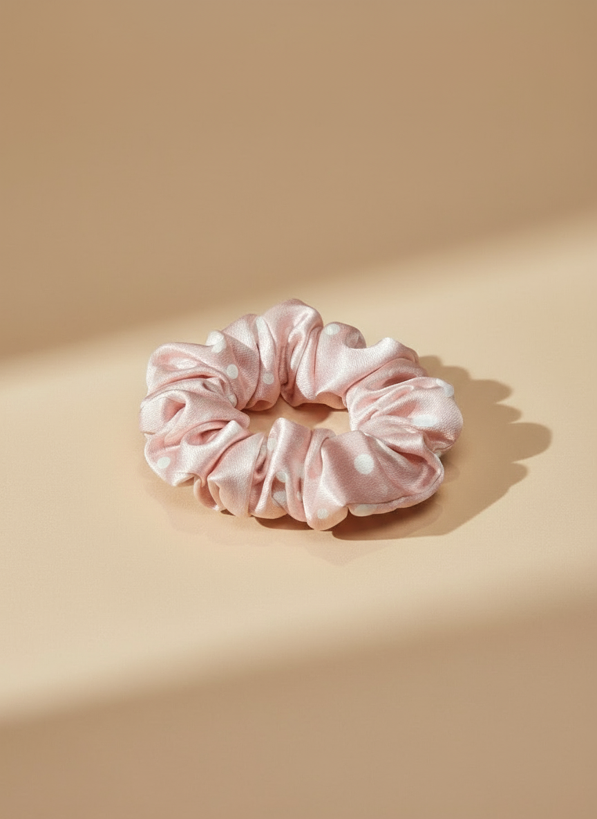 Small Dahlia Polka Mulberry Silk Scrunchies