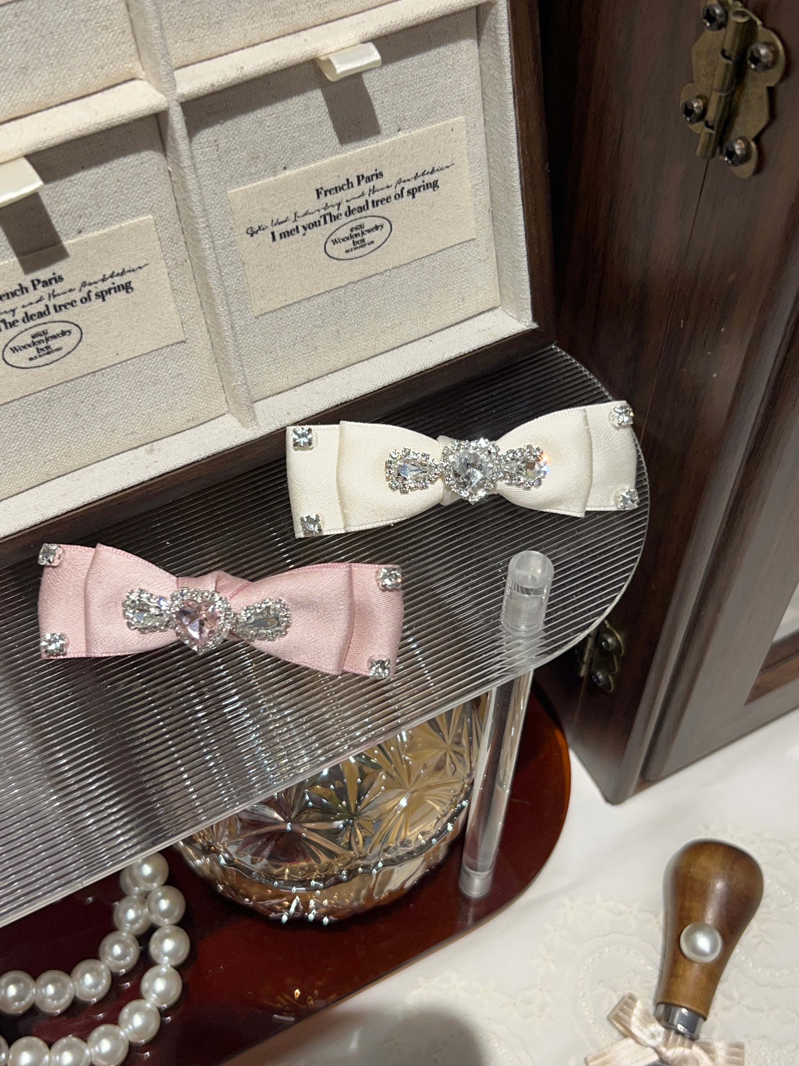 Abigail Swarovski Flat Double Bow