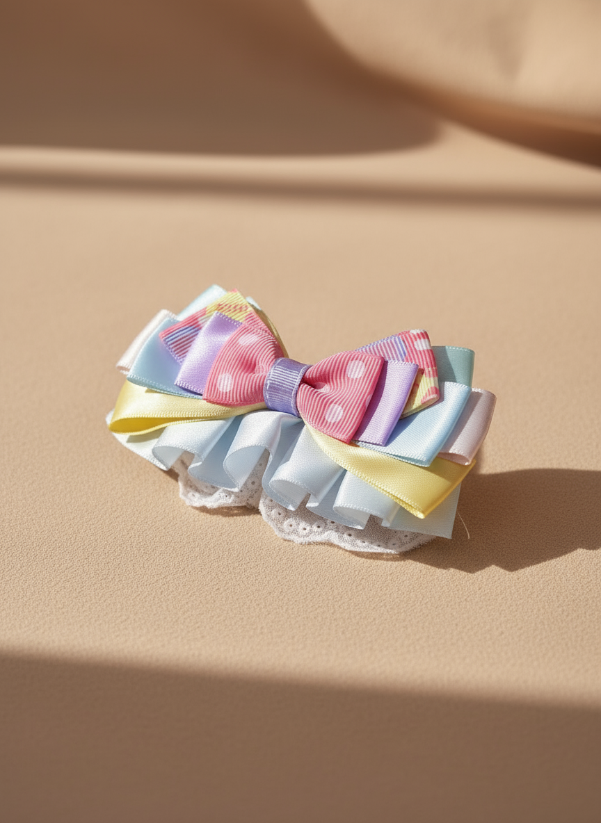 Rainbow Layered Lace Bow