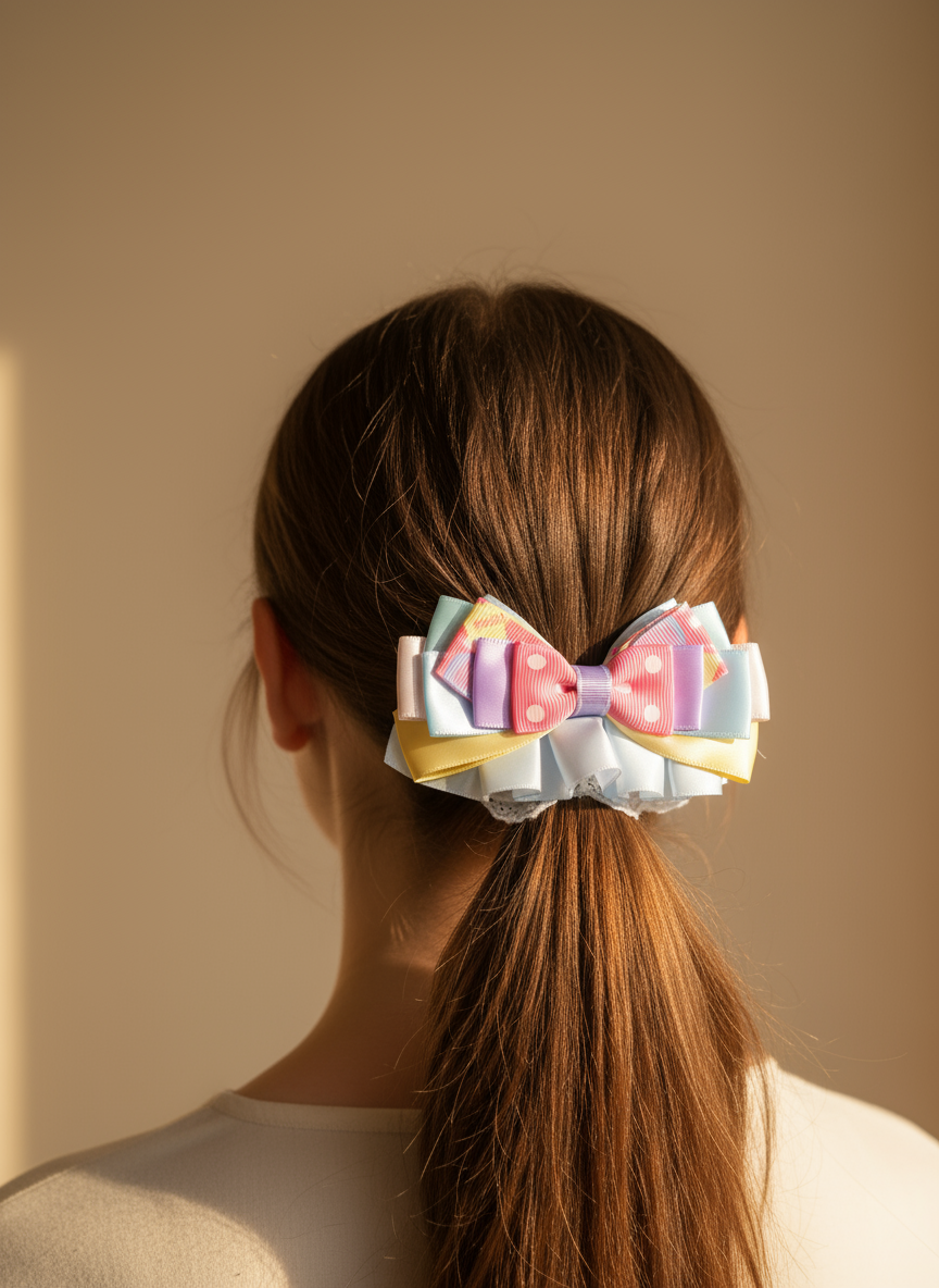Rainbow Layered Lace Bow