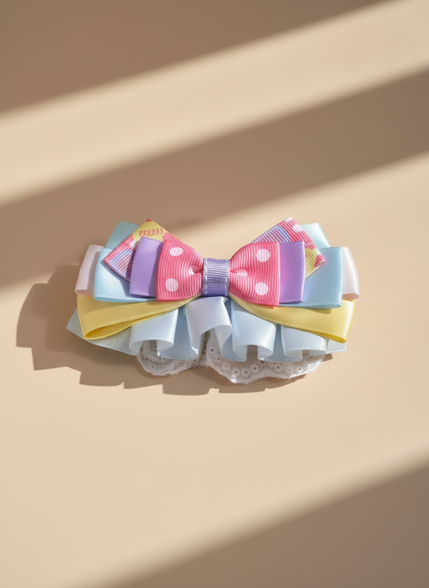 Rainbow Layered Lace Bow