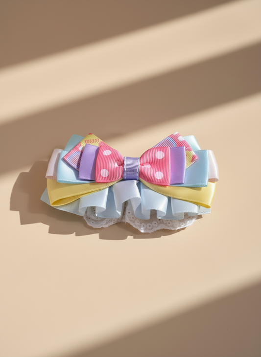 Rainbow Layered Lace Bow
