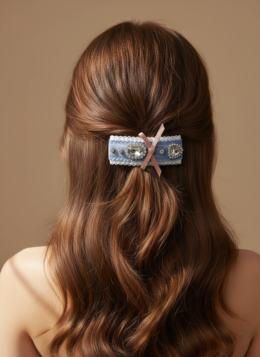 Lindsay 2 Tone Bejewelled Flat Bow