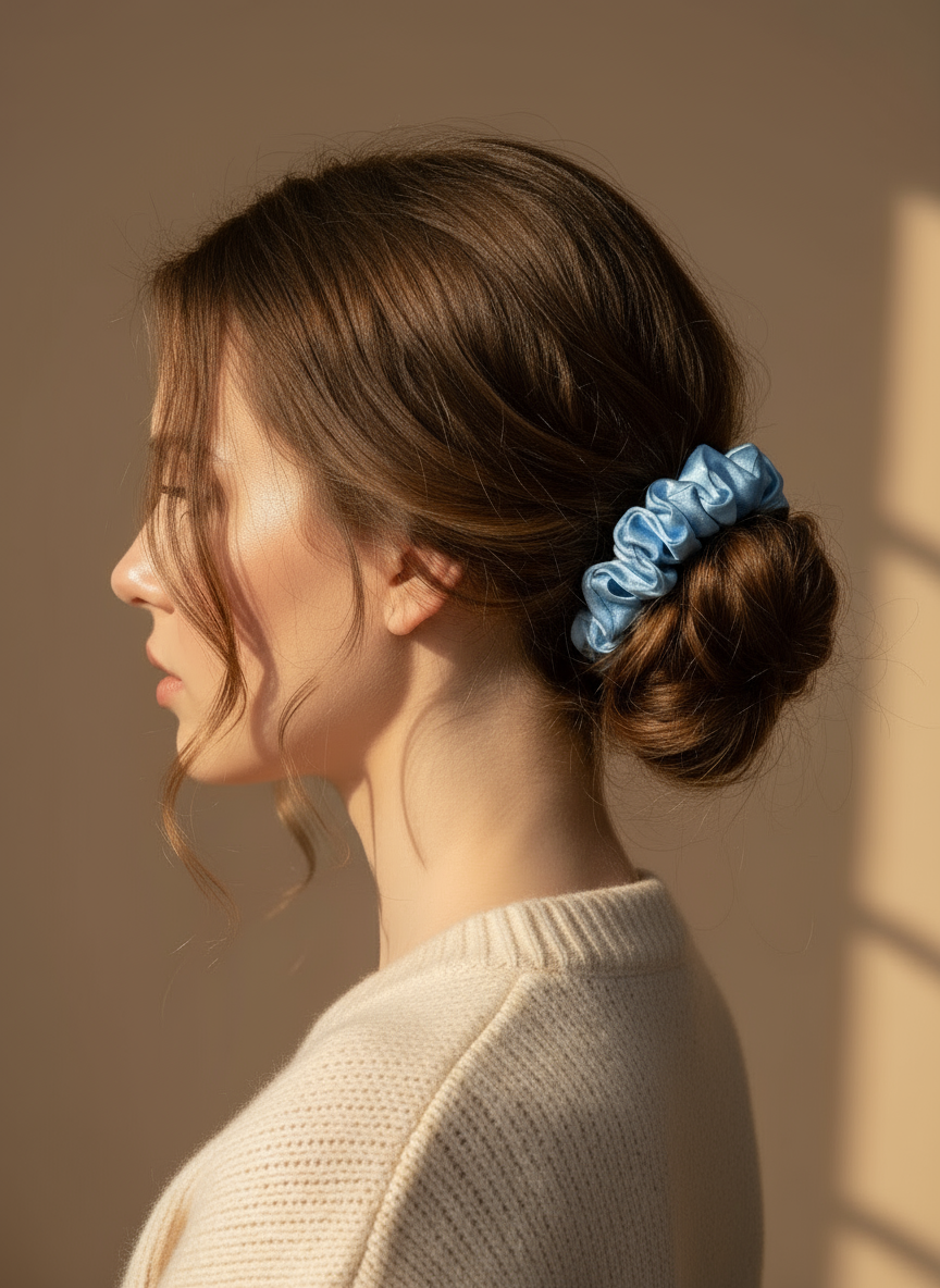 Small Dahlia Mulberry Silk Scrunchies