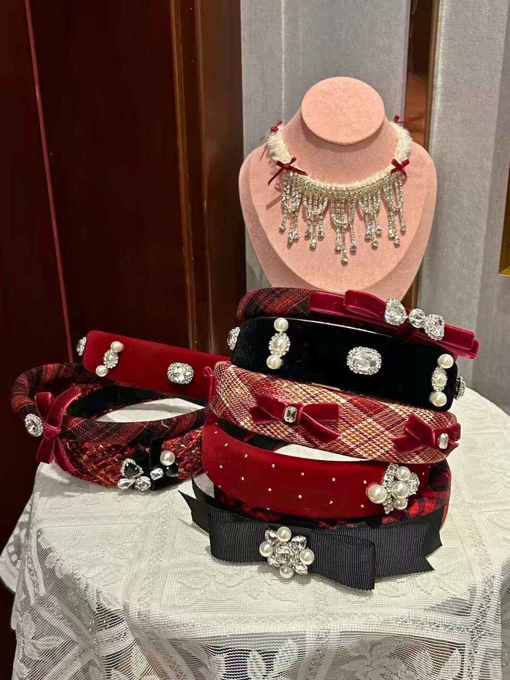 Thick Tartan Bejewelled Hairband