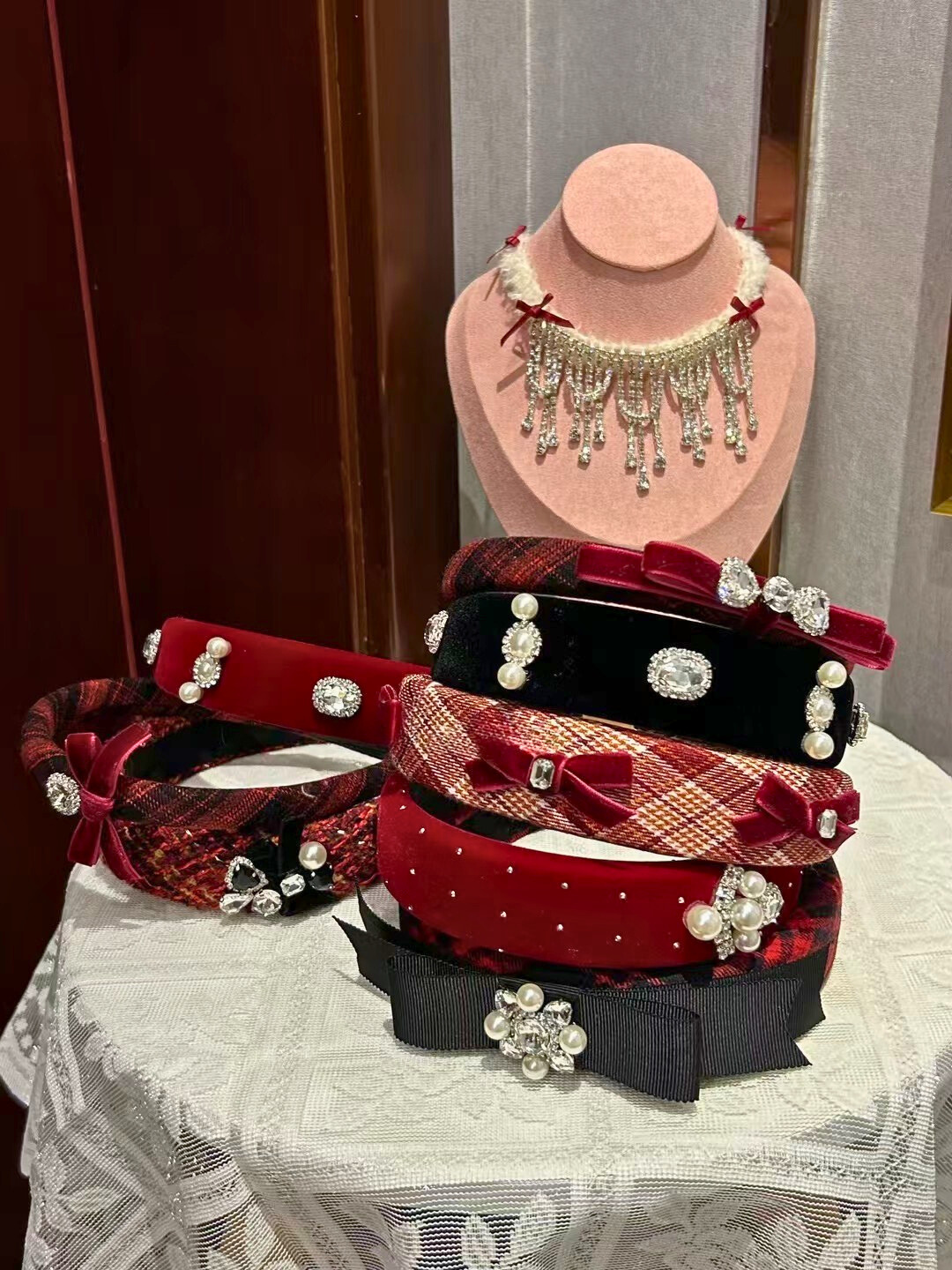 Thick Tartan Bejewelled Hairband