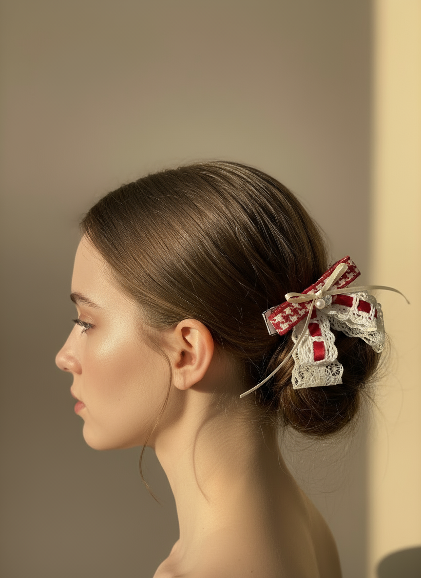 Faye Houndstooth Lace Sailor Bow