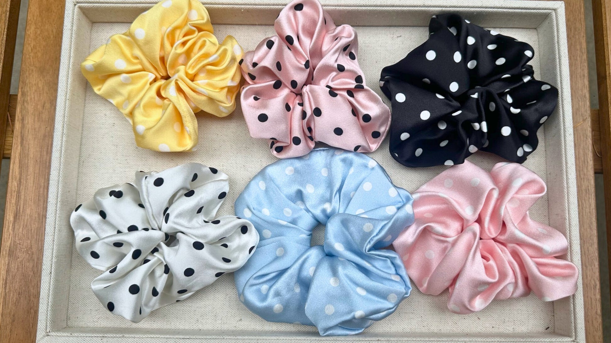 Large Dahlia Polka Mulberry Silk Scrunchies