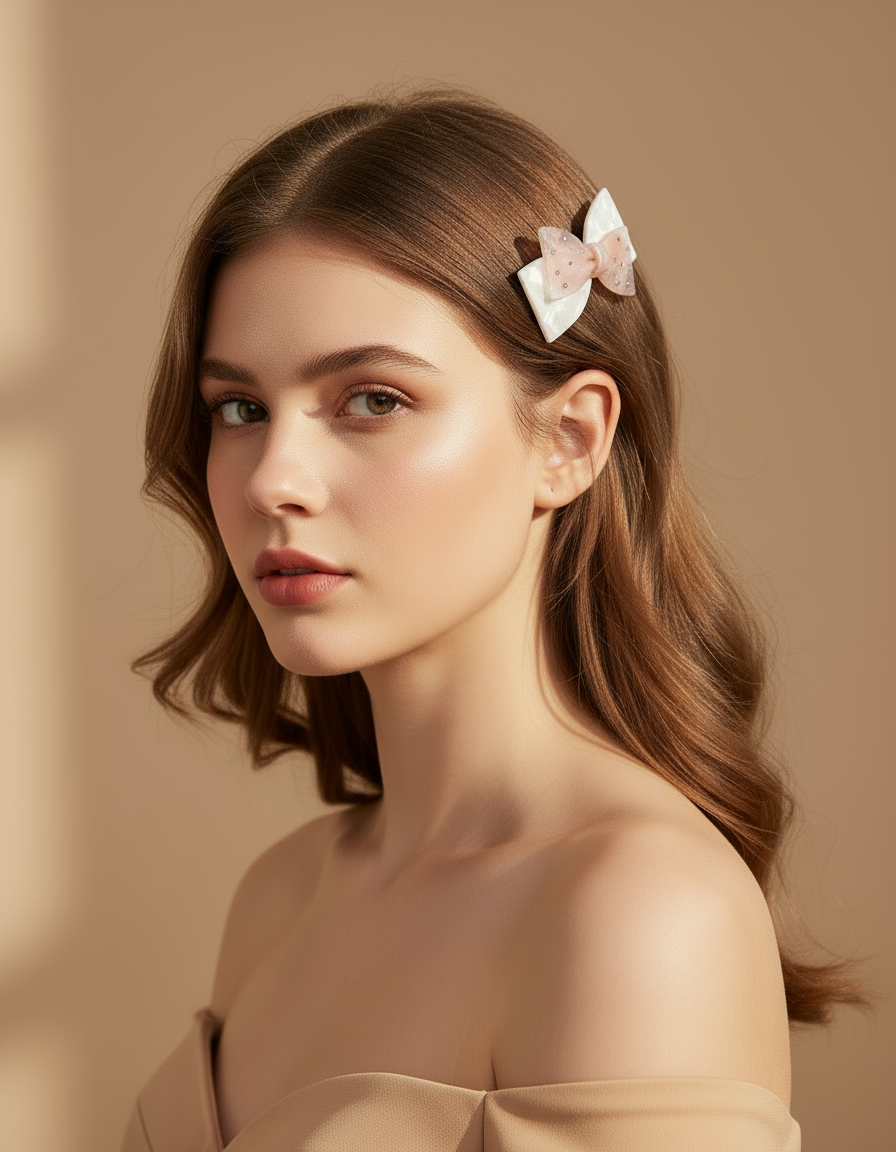 Bejewelled Double Bow Hair Clip