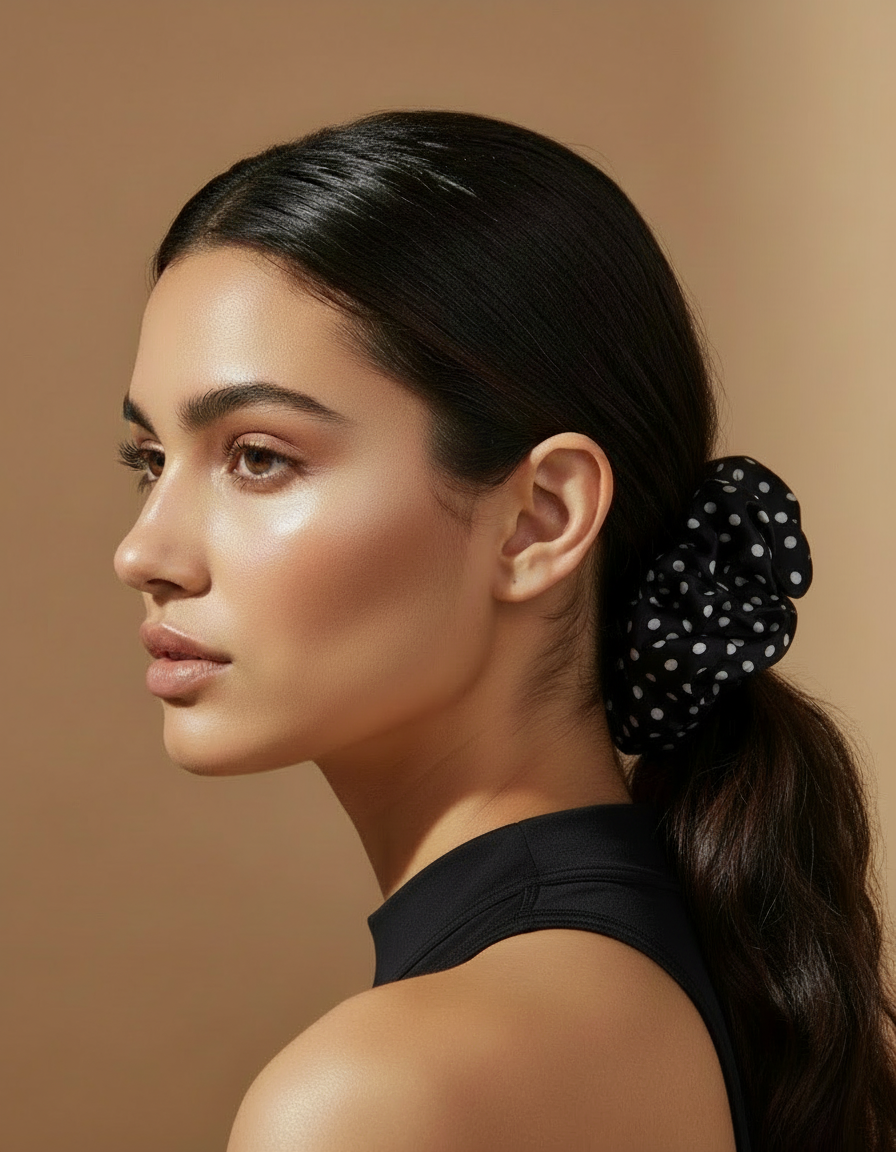 X-Large Dahlia Polka Dots Scrunchies