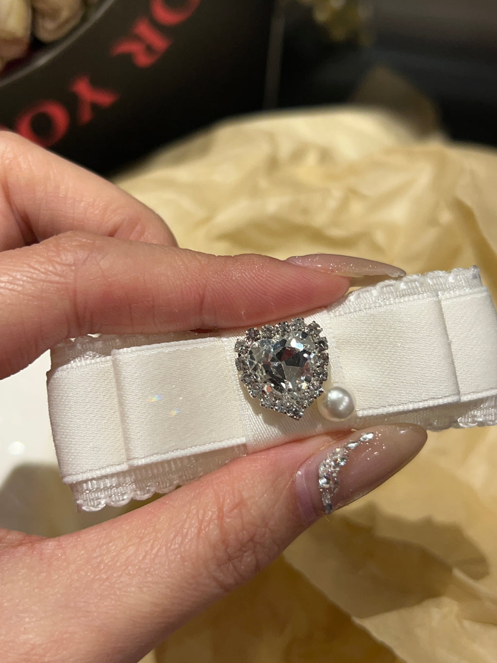 Candice Bejewelled Heart Flat Bow