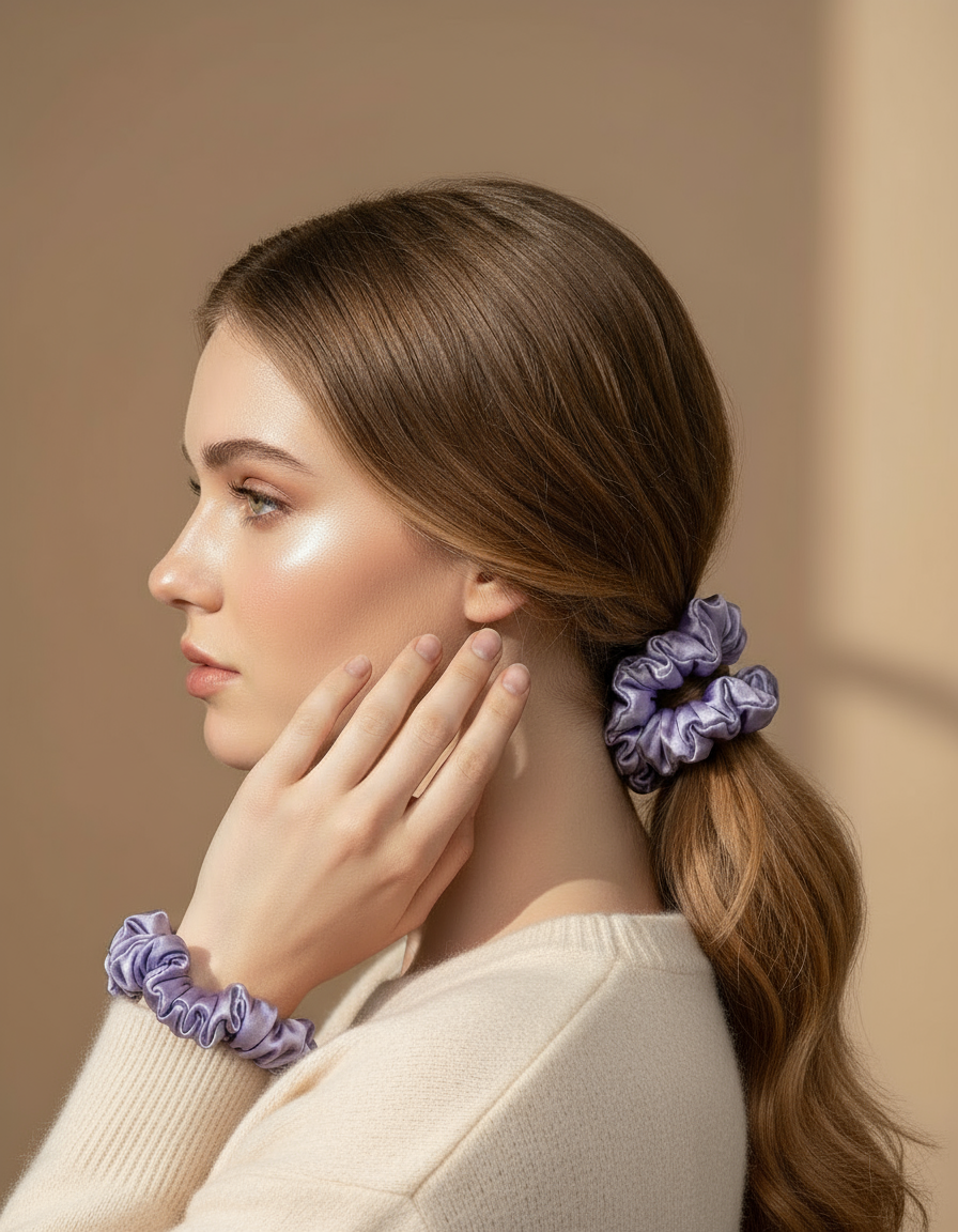 Small Dahlia Mulberry Silk Scrunchies