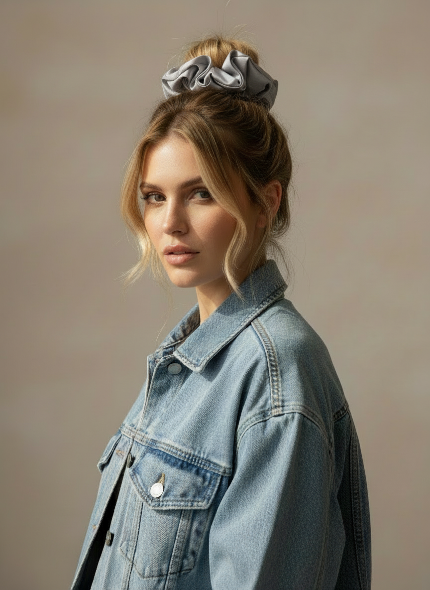 X-Large Dahlia Mulberry Silk Scrunchies