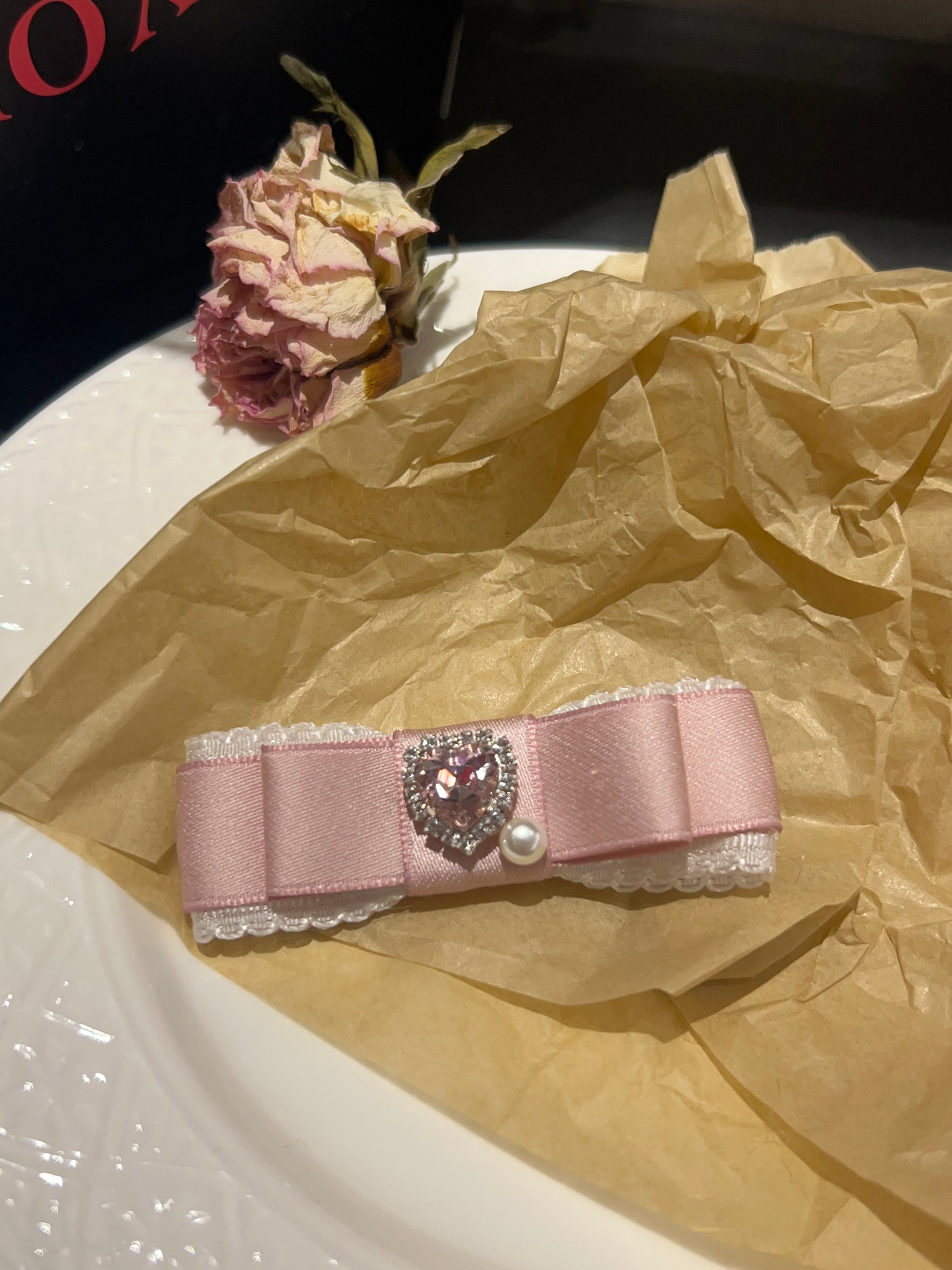 Candice Bejewelled Heart Flat Bow