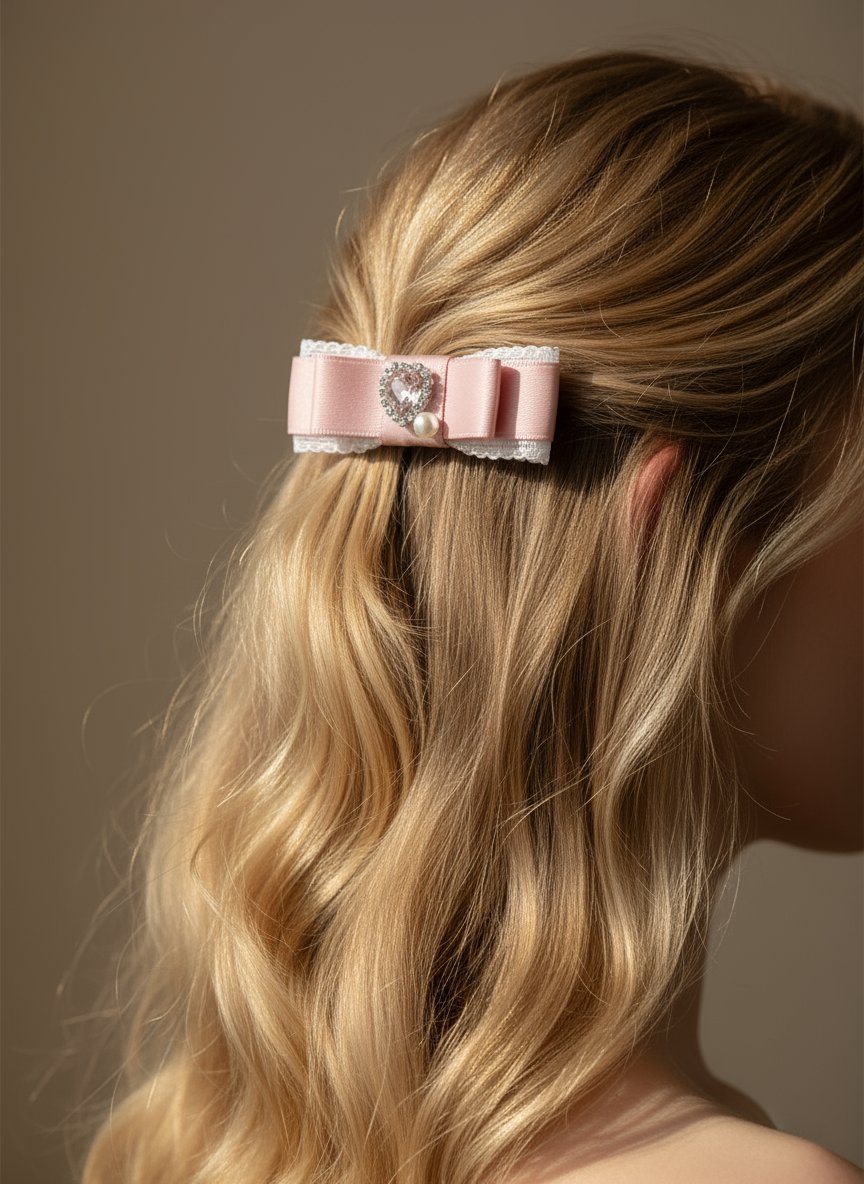 Candice Bejewelled Heart Flat Bow